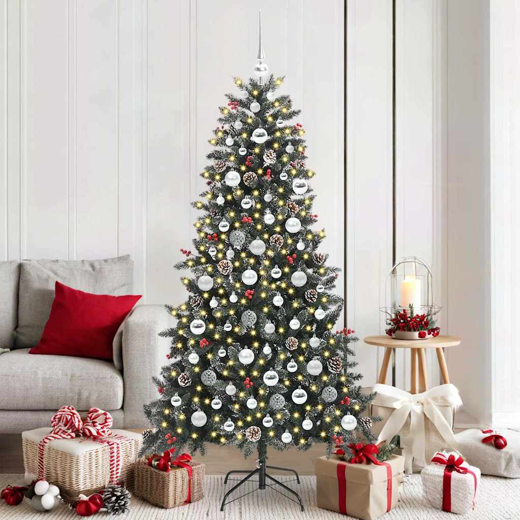 Kunstkerstboom met 300 LED Groen 180 cm PVC en Plastic en Staal