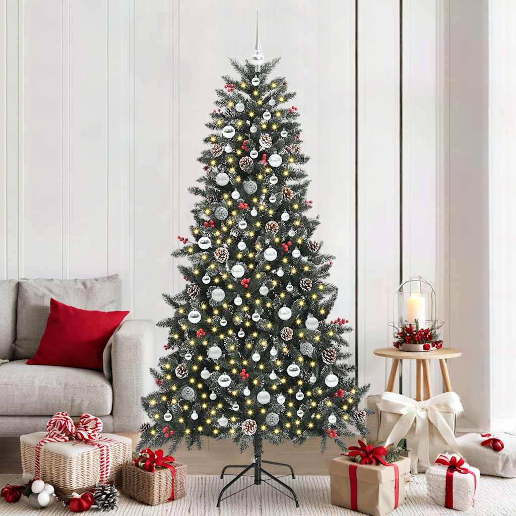 Kunstkerstboom met 300 LED Groen 210 cm PVC en Plastic en Staal – afbeelding 1