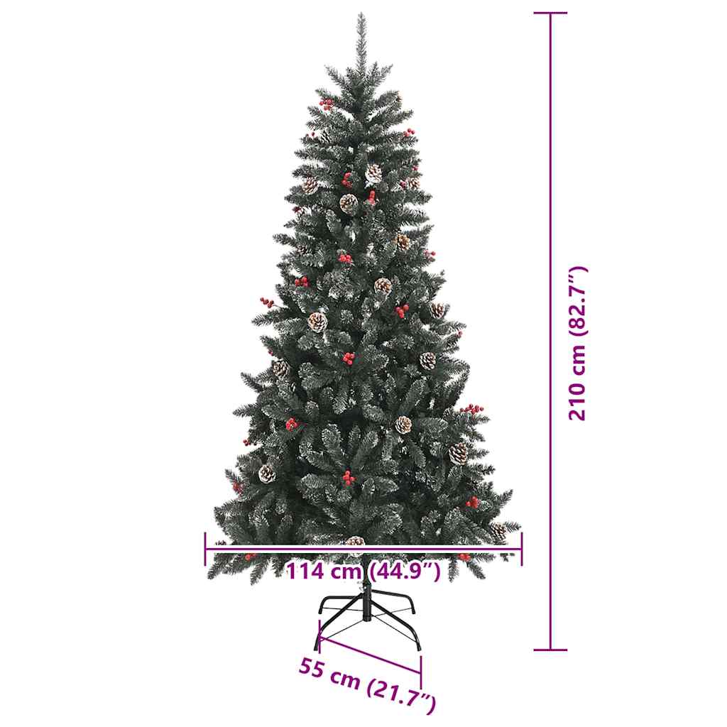 Kunstkerstboom met 300 LED Groen 210 cm PVC en Plastic en Staal – afbeelding 12