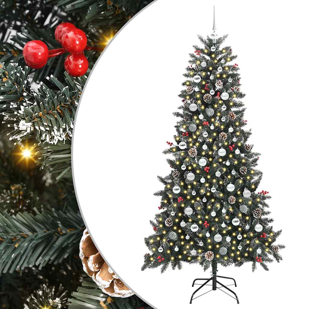 Kunstkerstboom met 300 LED Groen 210 cm PVC en Plastic en Staal – afbeelding 2