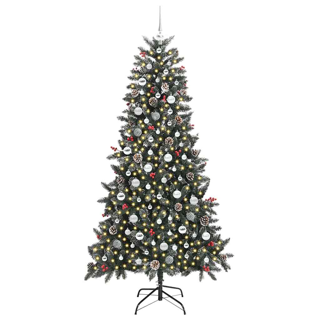 Kunstkerstboom met 300 LED Groen 210 cm PVC en Plastic en Staal – afbeelding 3