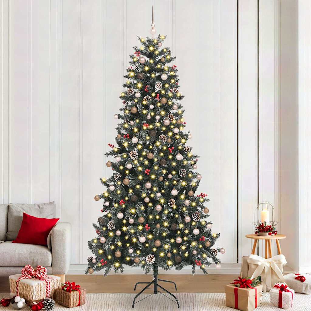 Kunstkerstboom met 300 LED Groen 240 cm PVC en Plastic en Staal – afbeelding 1