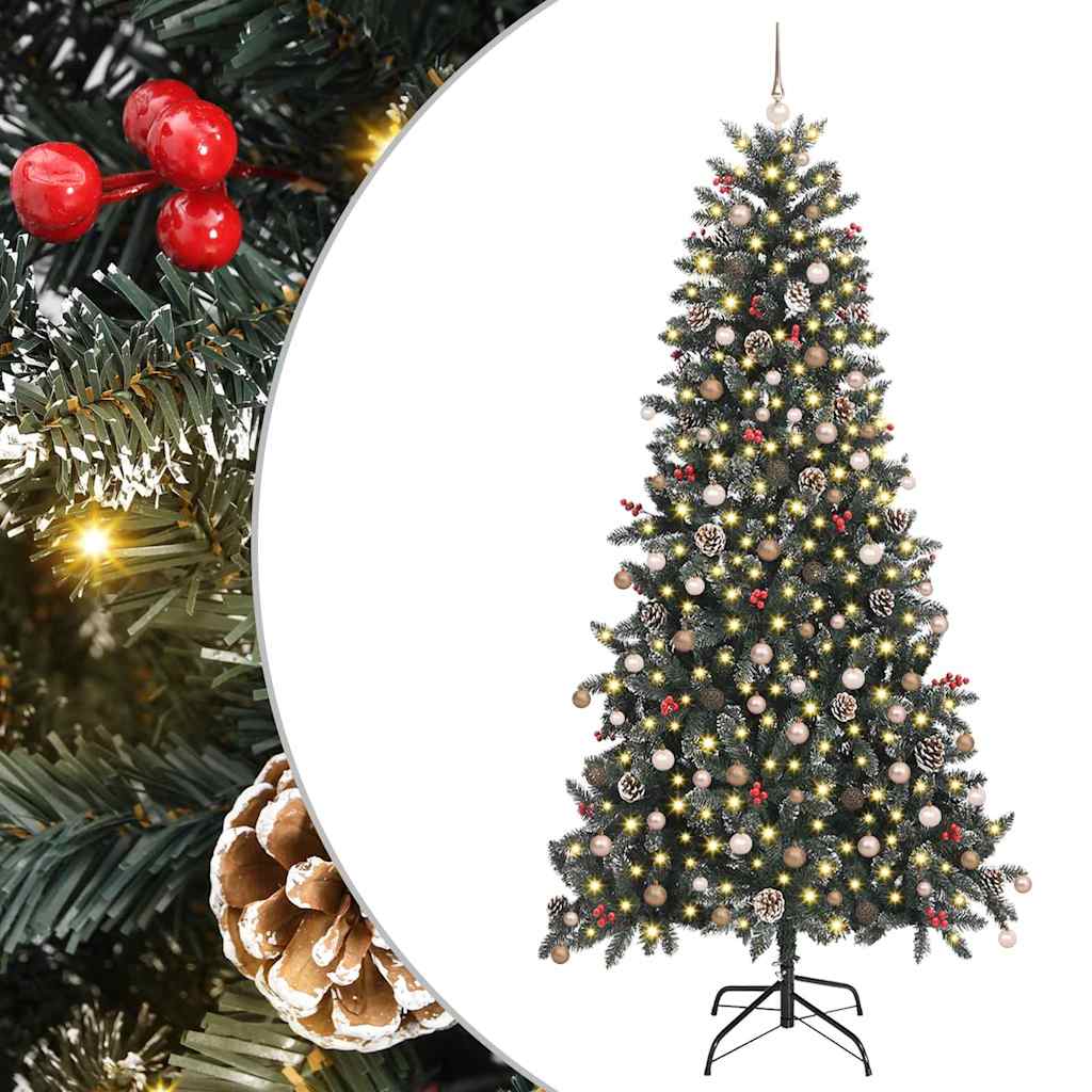 Kunstkerstboom met 300 LED Groen 240 cm PVC en Plastic en Staal – afbeelding 2