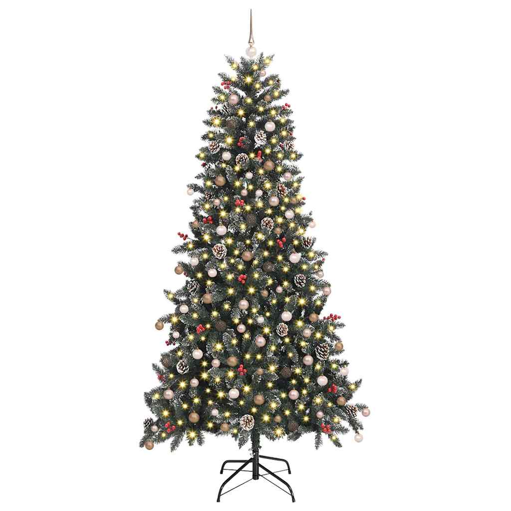 Kunstkerstboom met 300 LED Groen 240 cm PVC en Plastic en Staal – afbeelding 3