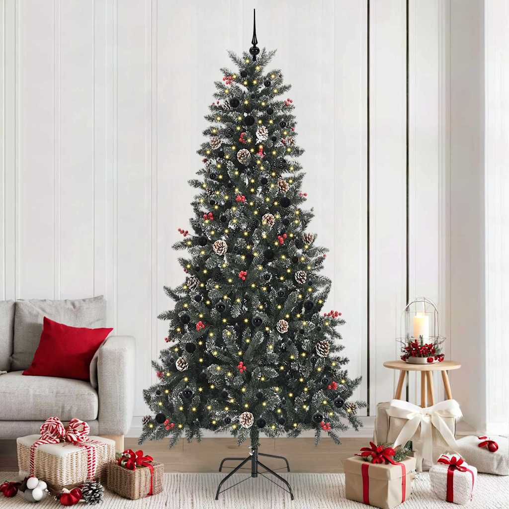 Kunstkerstboom met 300 LED Groen 240 cm PVC en Plastic en Staal
