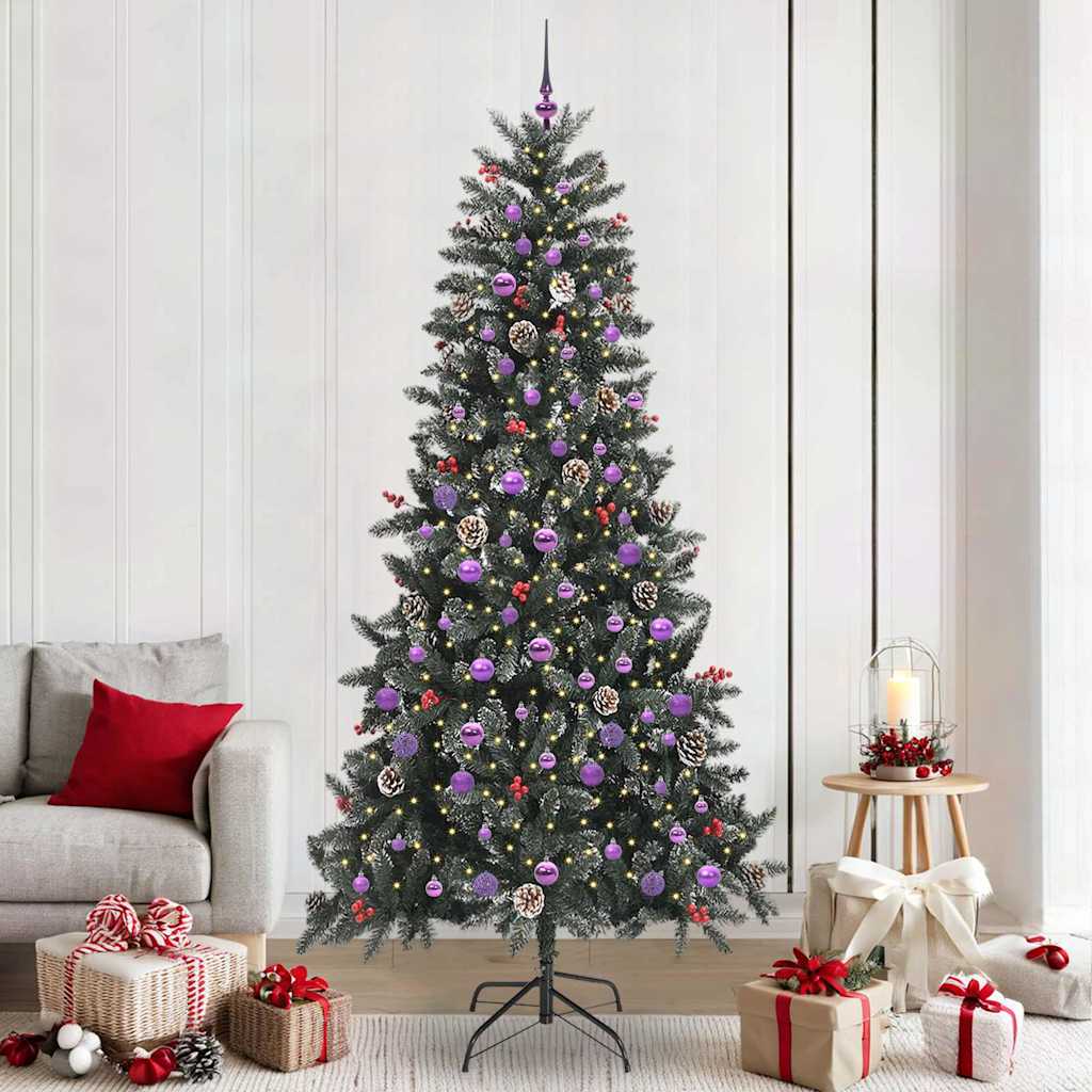 Kunstkerstboom met 300 LED Groen 240 cm PVC en Plastic en Staal