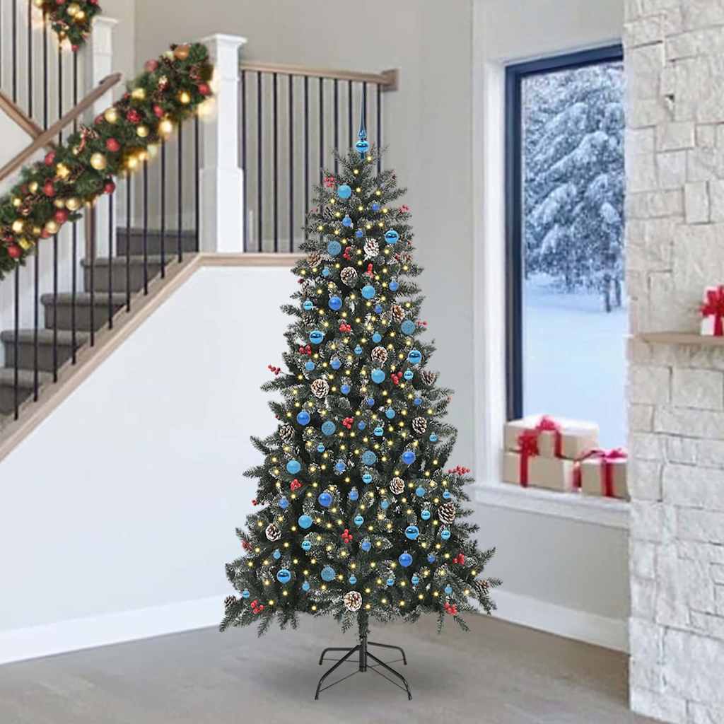 Kunstkerstboom met 300 LED Groen 240 cm PVC en Plastic en Staal