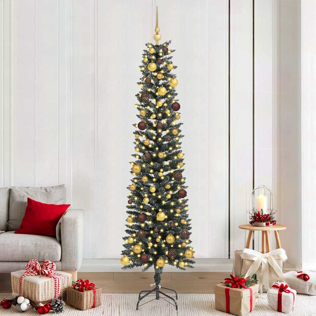 Kunstkerstboom met 300 LED Groen 210 cm PVC en Plastic en Staal