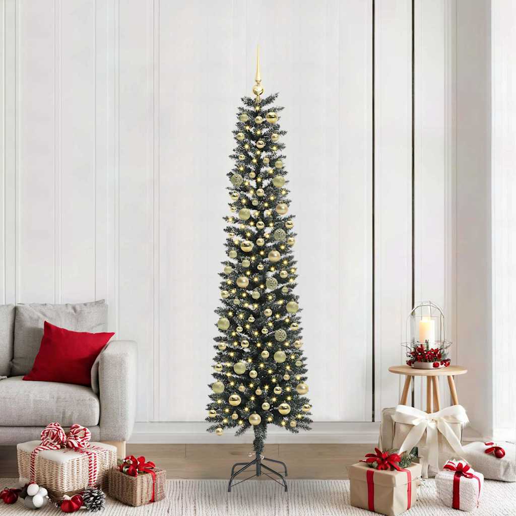 Kunstkerstboom met 300 LED Groen 210 cm PVC en Plastic en Staal – afbeelding 1