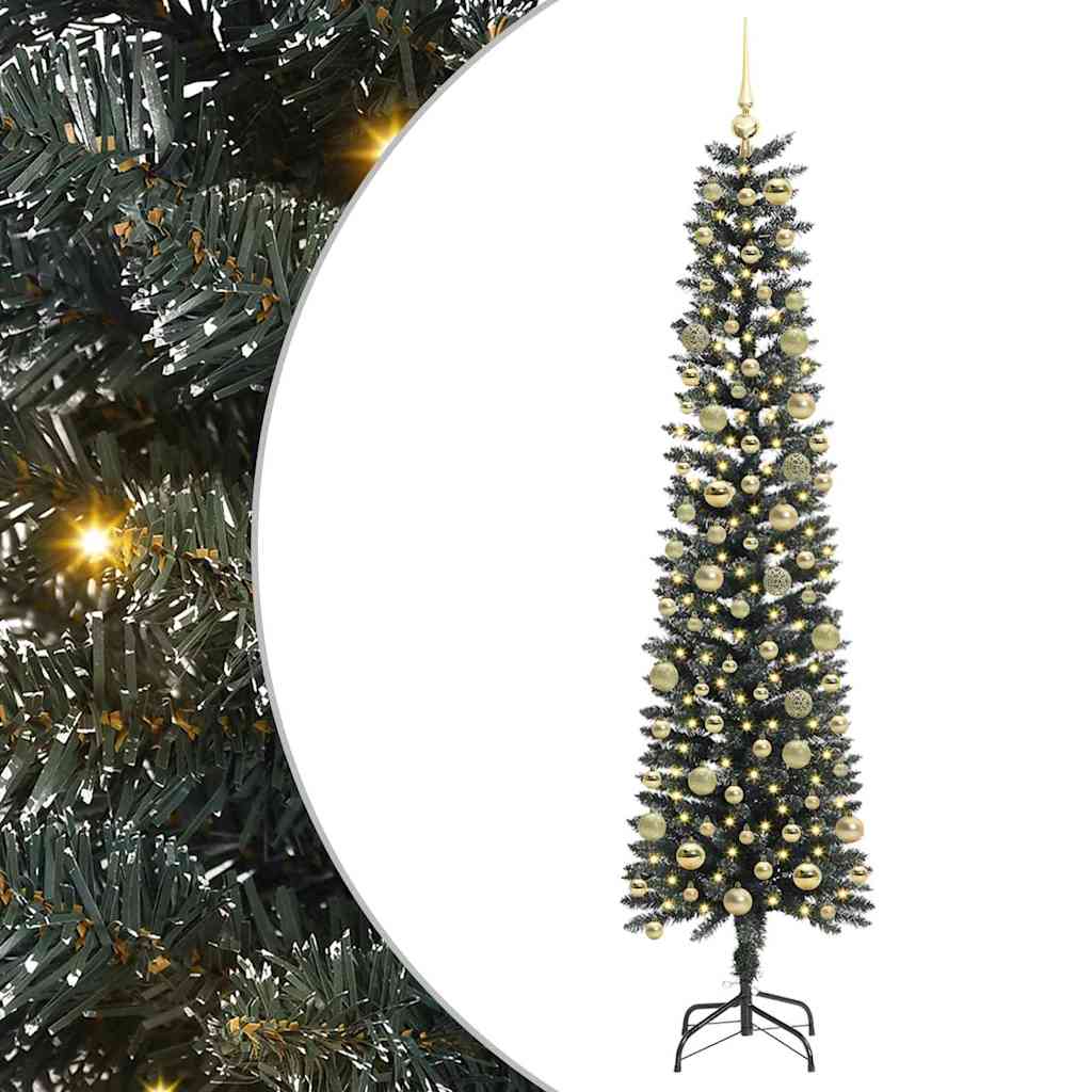 Kunstkerstboom met 300 LED Groen 210 cm PVC en Plastic en Staal – afbeelding 2