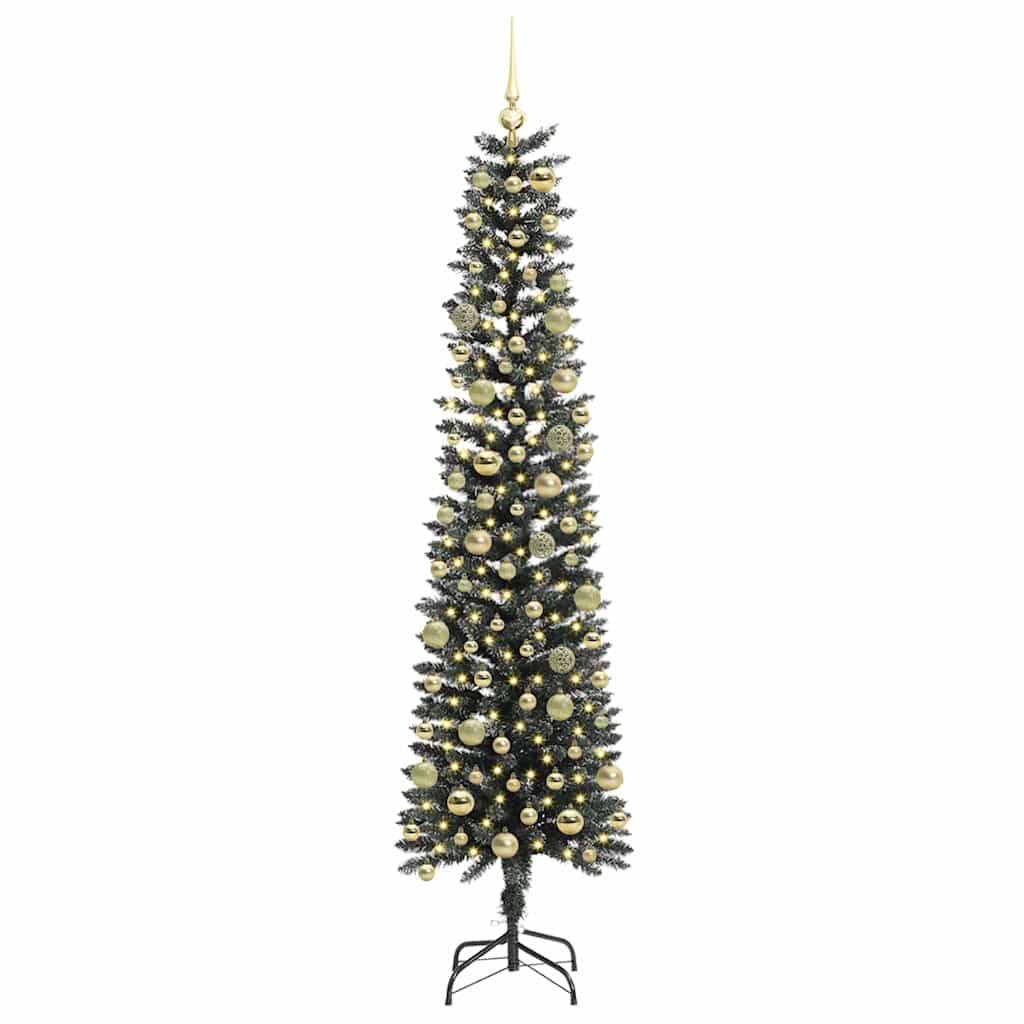 Kunstkerstboom met 300 LED Groen 210 cm PVC en Plastic en Staal – afbeelding 3