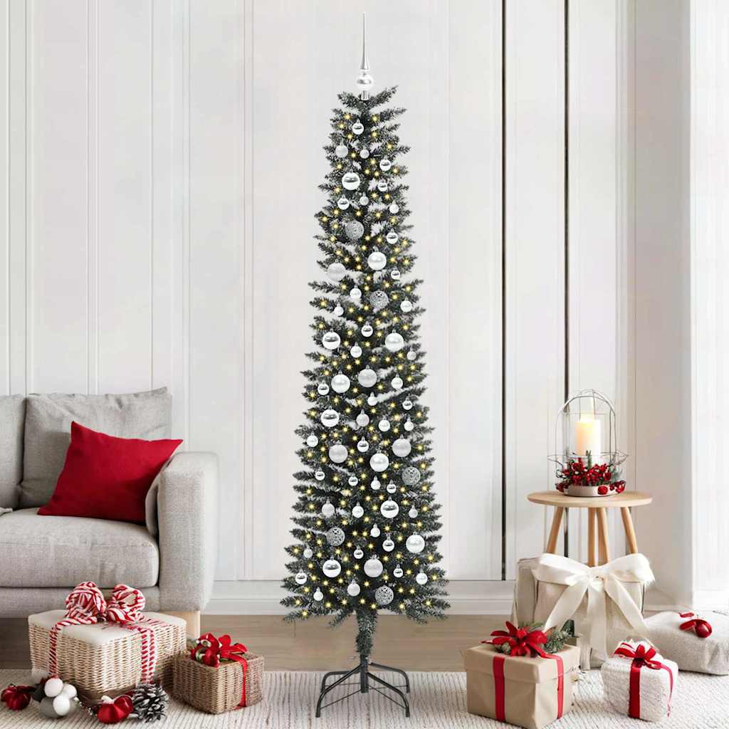 Kunstkerstboom met 300 LED Groen 210 cm PVC en Plastic en Staal – afbeelding 1