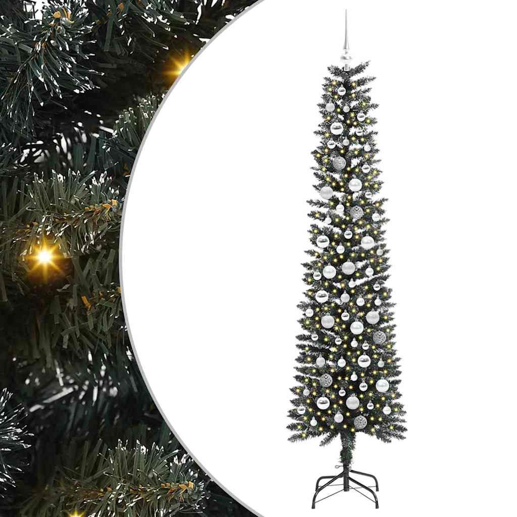 Kunstkerstboom met 300 LED Groen 210 cm PVC en Plastic en Staal – afbeelding 2