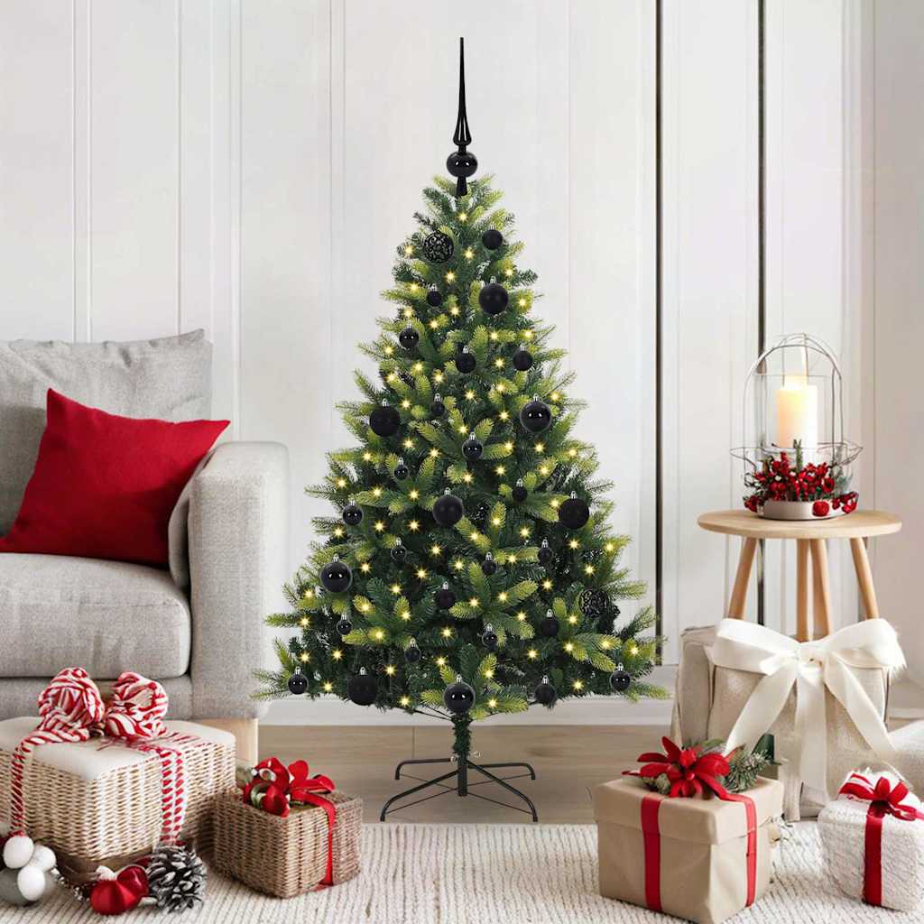Kunstkerstboom met scharnier 150 LEDs Groen 120 cm PVC en PE