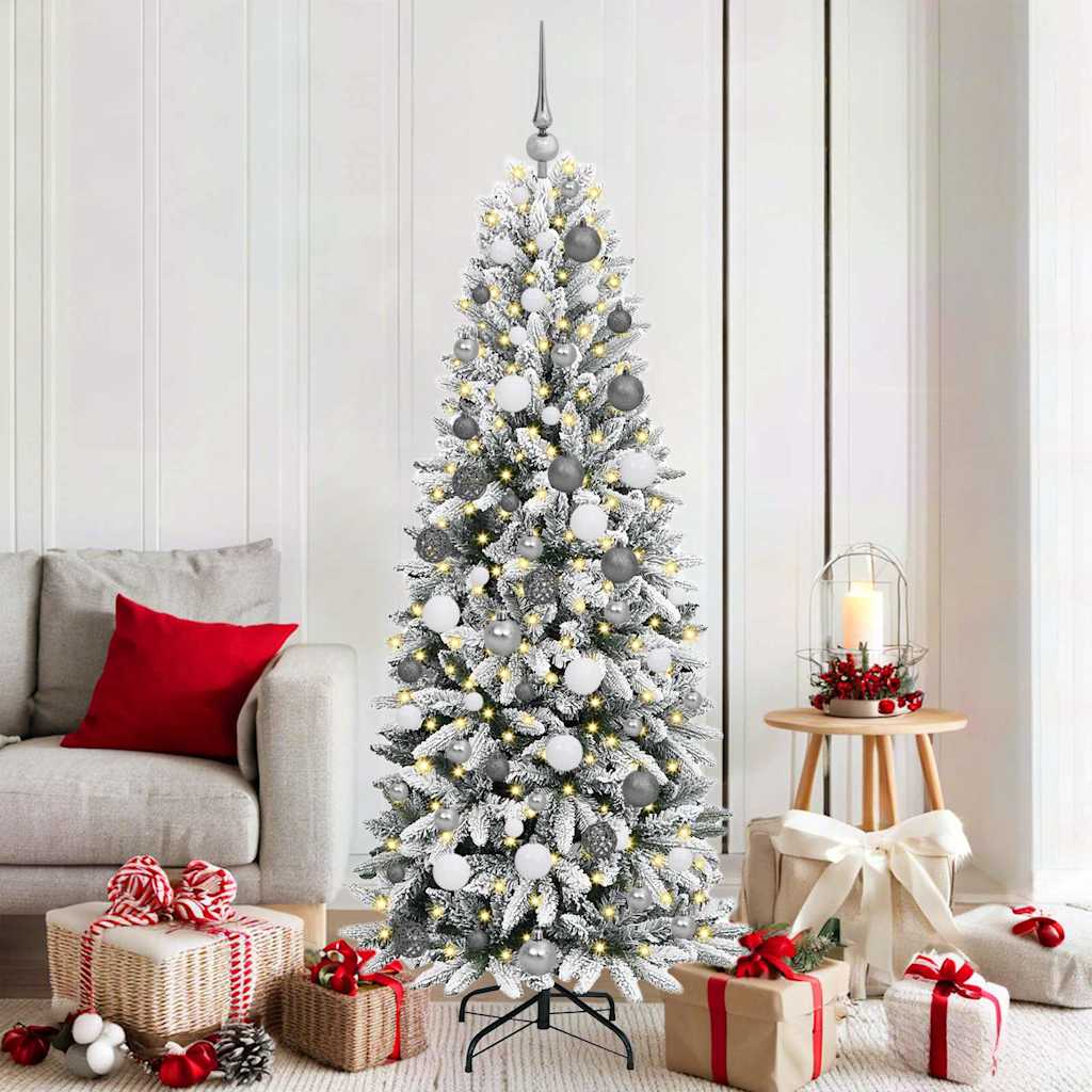 Kunstkerstboom Wit 180 cm PVC en Plastic en Staal en PE – afbeelding 1