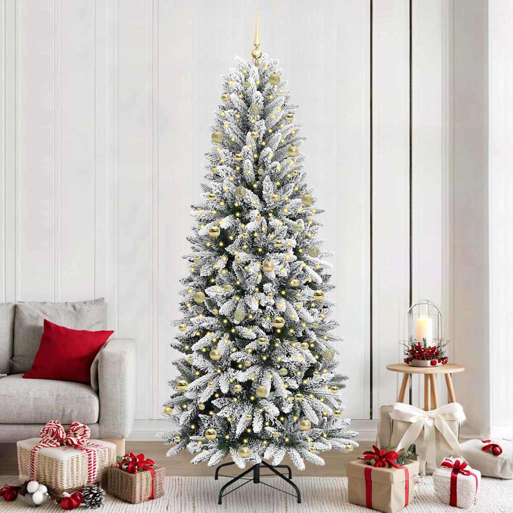 Kunstkerstboom Wit 240 cm PVC en Plastic en Staal en PE – afbeelding 1