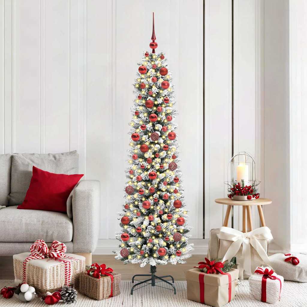 Kunstkerstboom met 300 LED Wit 180 cm PVC en Metaal en Plastic