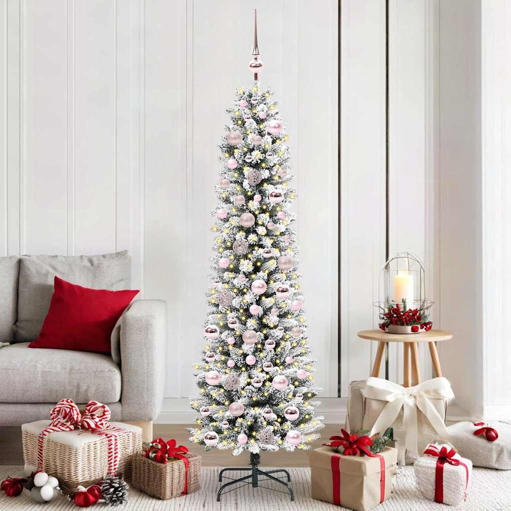 Kunstkerstboom met 300 LED Wit 180 cm PVC en Metaal en Plastic