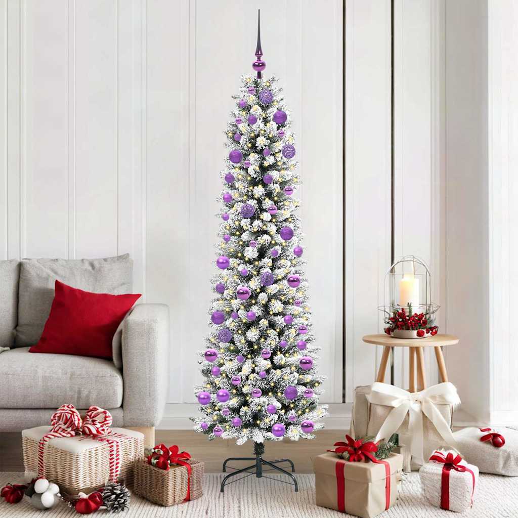 Kunstkerstboom met 300 LED Wit 180 cm PVC en Metaal en Plastic