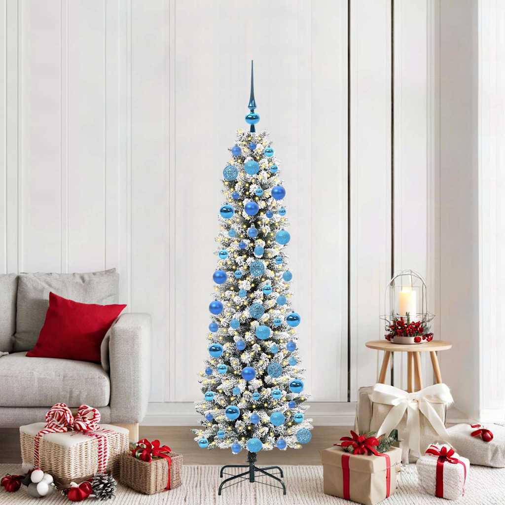 Kunstkerstboom met 300 LED Wit 180 cm PVC en Metaal en Plastic