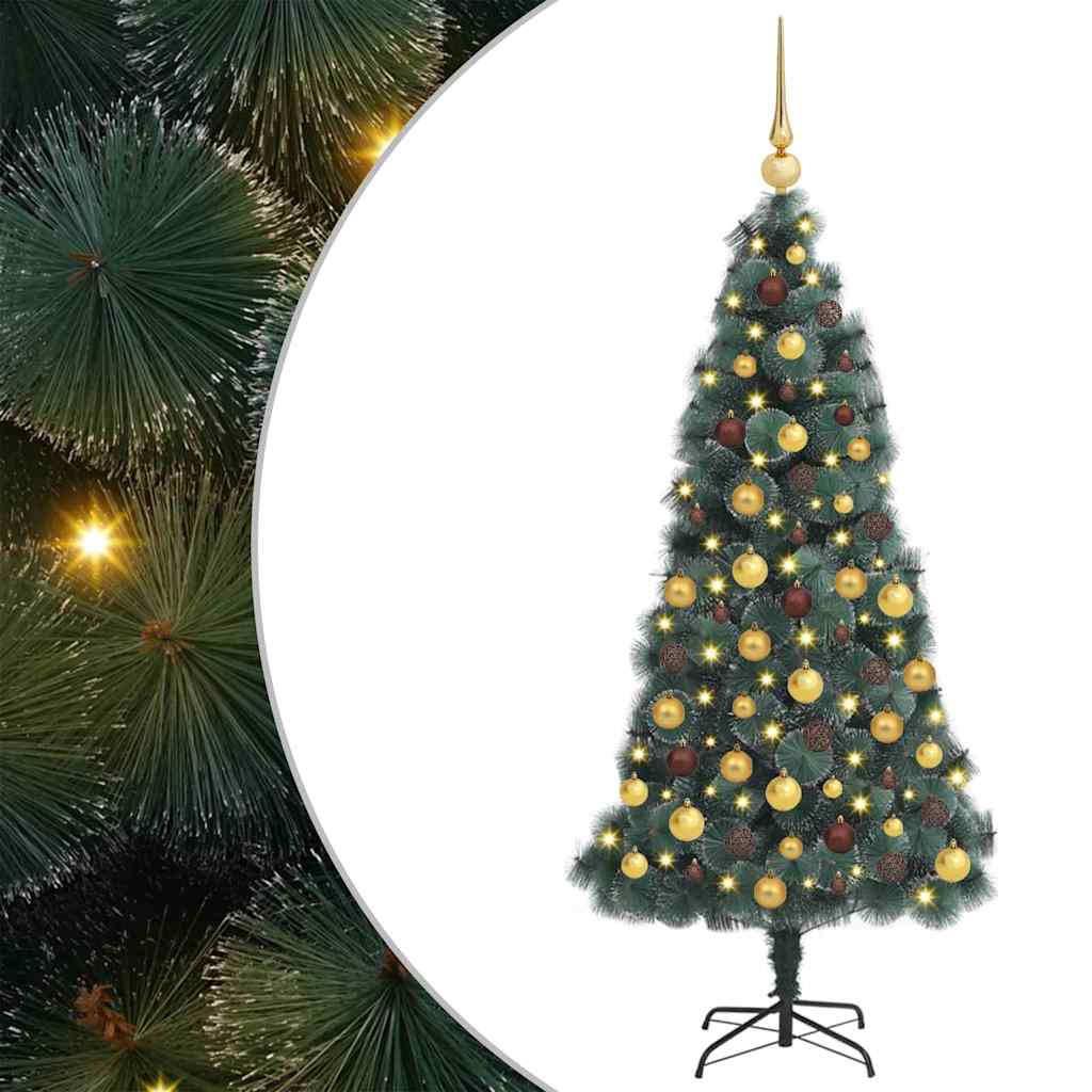 Artificial Pre-lit Kerstboom met Ballenset Groen 180 cm PET