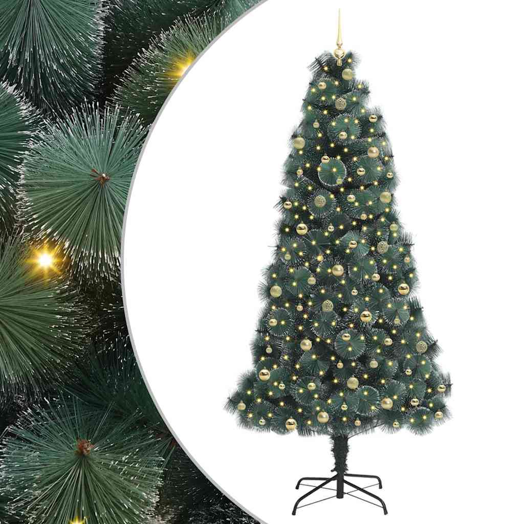 Kunstkerstboom met verlichting en ballenset Groen 240 cm PET – afbeelding 2