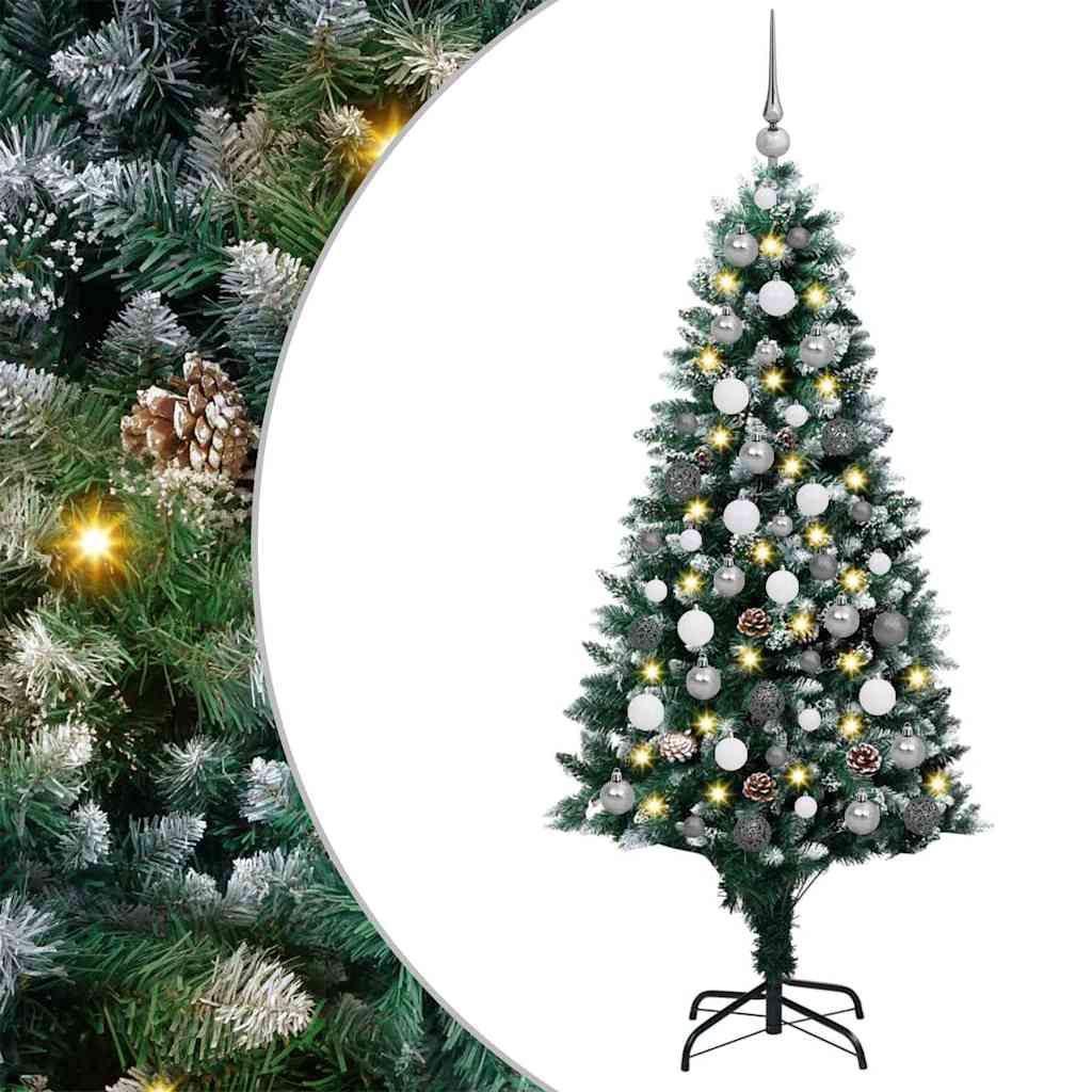 Kunstkerstboom Groen 180 cm PVC en Staal en Kunststof