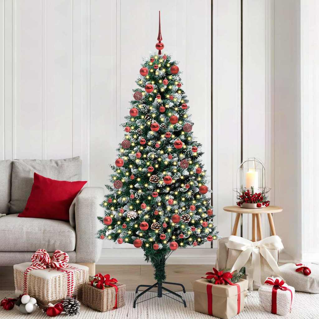 Kunstkerstboom Groen 180 cm PVC en Staal en Kunststof
