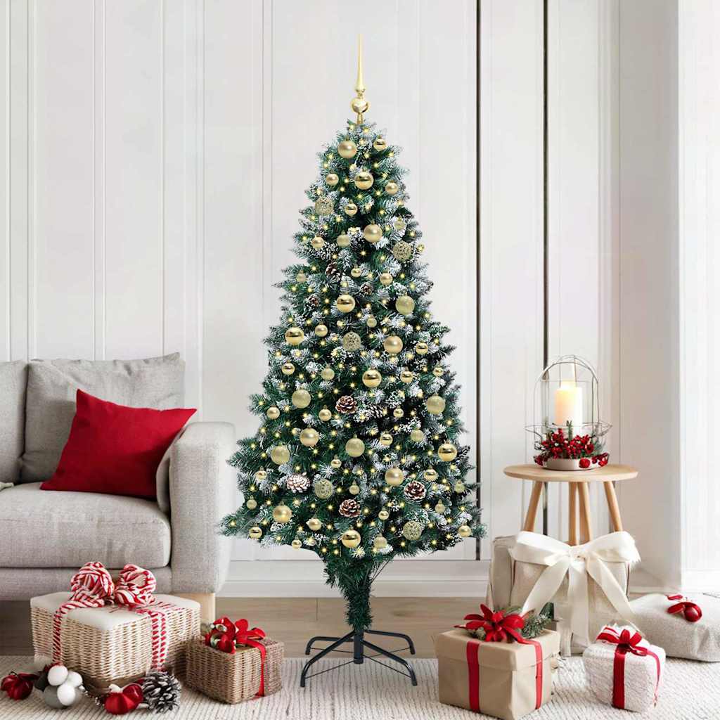 Kunstkerstboom Groen 180 cm PVC en Staal en Kunststof – afbeelding 1