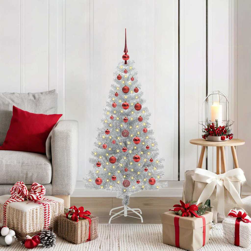 Kerstboom met 150 LED met standaard Zilver 120 cm PET
