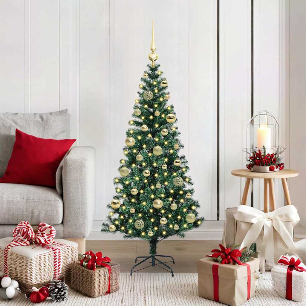 Kunstmatig Voorverlicht Kerstboom Groen 120 cm PVC en Metaal
