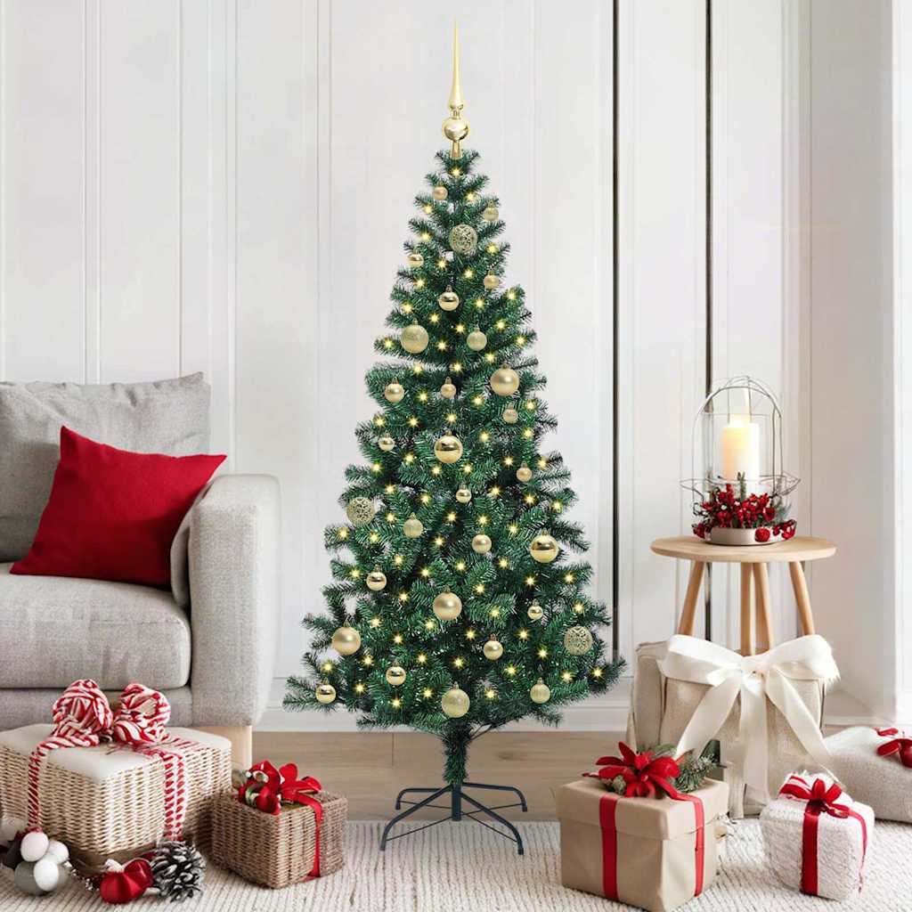 Kunstmatig Voorverlicht Kerstboom Groen 150 cm PVC en Metaal