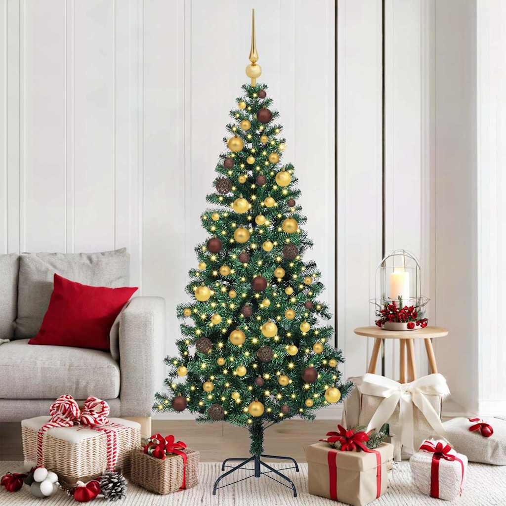 Kunstmatig Voorverlicht Kerstboom Groen 180 cm PVC en Metaal – afbeelding 1