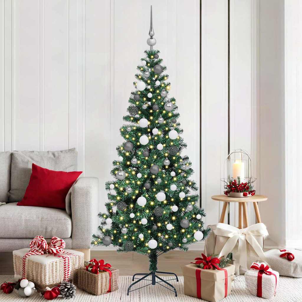Kunstmatig Voorverlicht Kerstboom Groen 180 cm PVC en Metaal