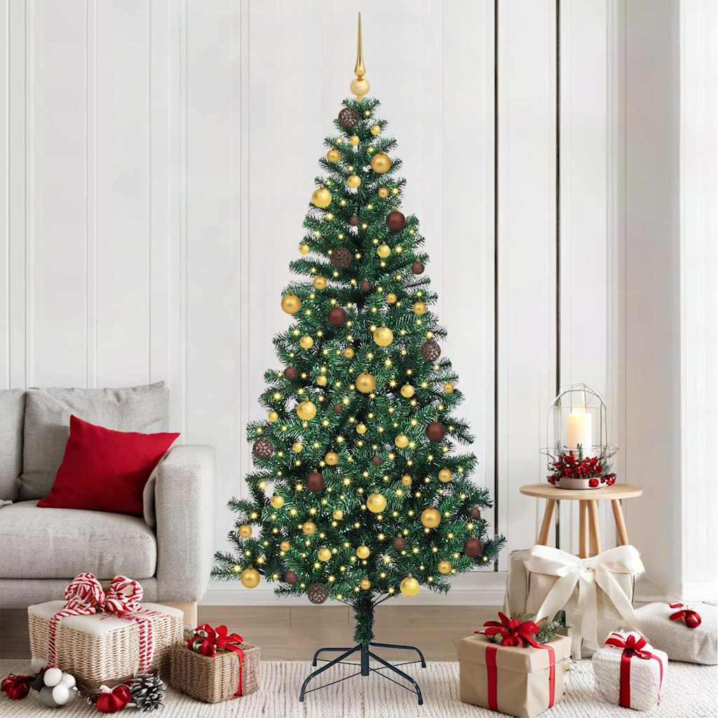 Kunstmatig Voorverlicht Kerstboom Groen 210 cm PVC en Metaal – afbeelding 1