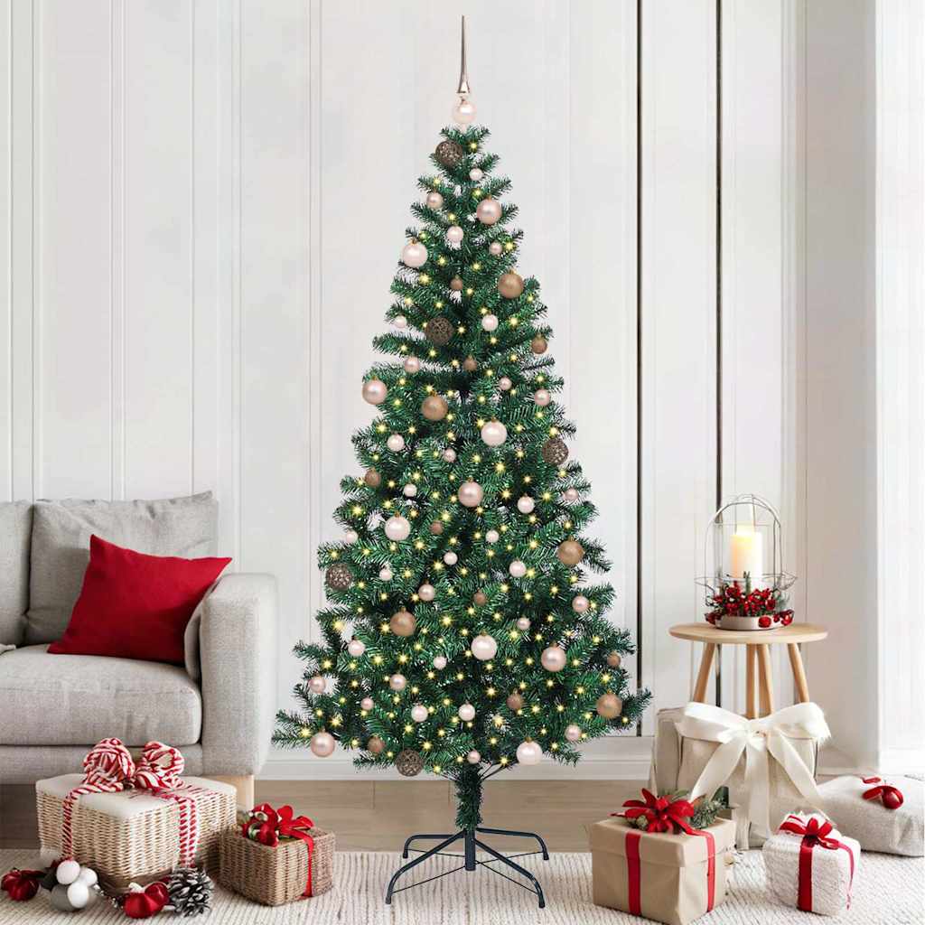 Kunstmatig Voorverlicht Kerstboom Groen 210 cm PVC en Metaal – afbeelding 1