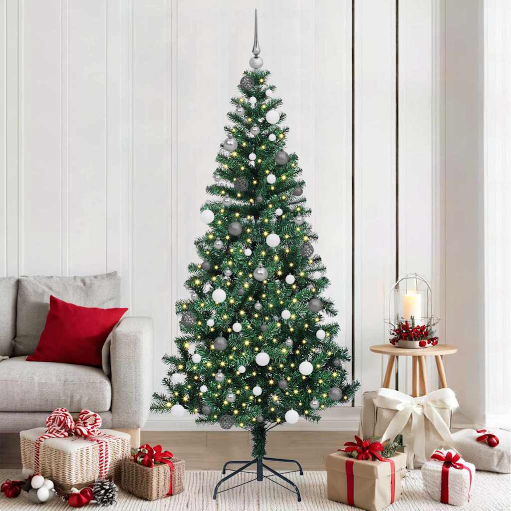 Kunstmatig Voorverlicht Kerstboom Groen 210 cm PVC en Metaal