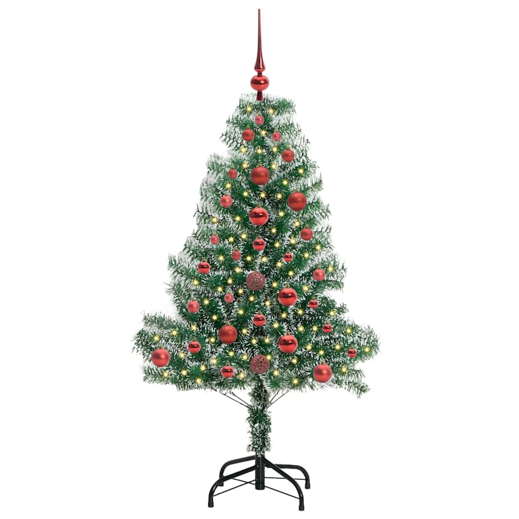 Kunstmatige Kerstboom Sneeuw Gevlochten met LED Licht 120 cm – afbeelding 3