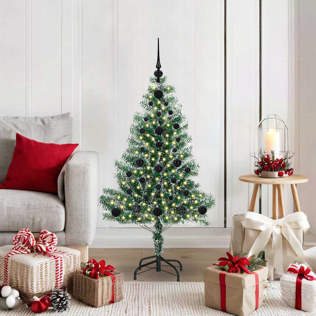 Kunstmatige Kerstboom Sneeuw Gevlochten met LED Licht 120 cm – afbeelding 1