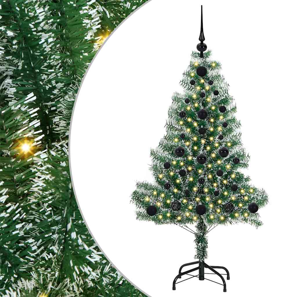Kunstmatige Kerstboom Sneeuw Gevlochten met LED Licht 120 cm – afbeelding 2