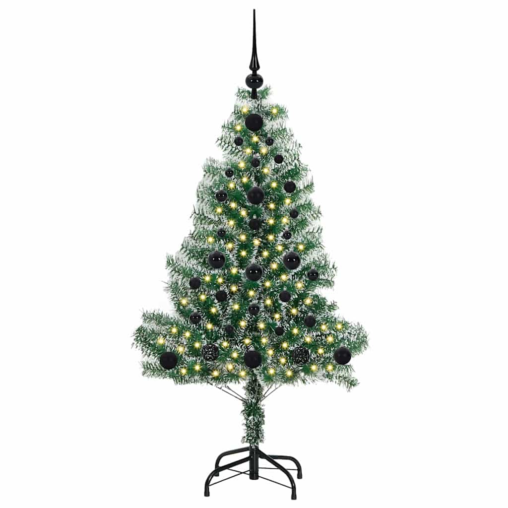 Kunstmatige Kerstboom Sneeuw Gevlochten met LED Licht 120 cm – afbeelding 3