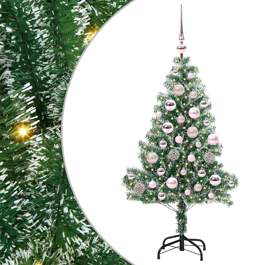 Kunstmatige Kerstboom Sneeuw Gevlochten met LED Licht 120 cm – afbeelding 2