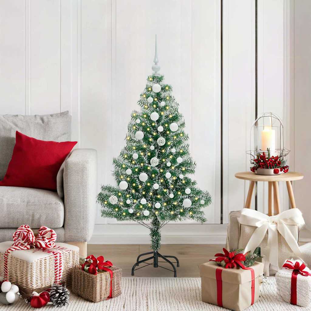 Kunstmatige Kerstboom Sneeuw Gevlochten met LED Licht 120 cm