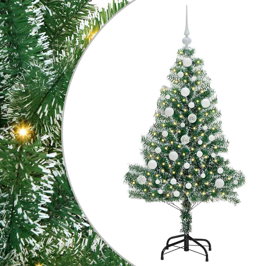 Kunstmatige Kerstboom Sneeuw Gevlochten met LED Licht 120 cm – afbeelding 2