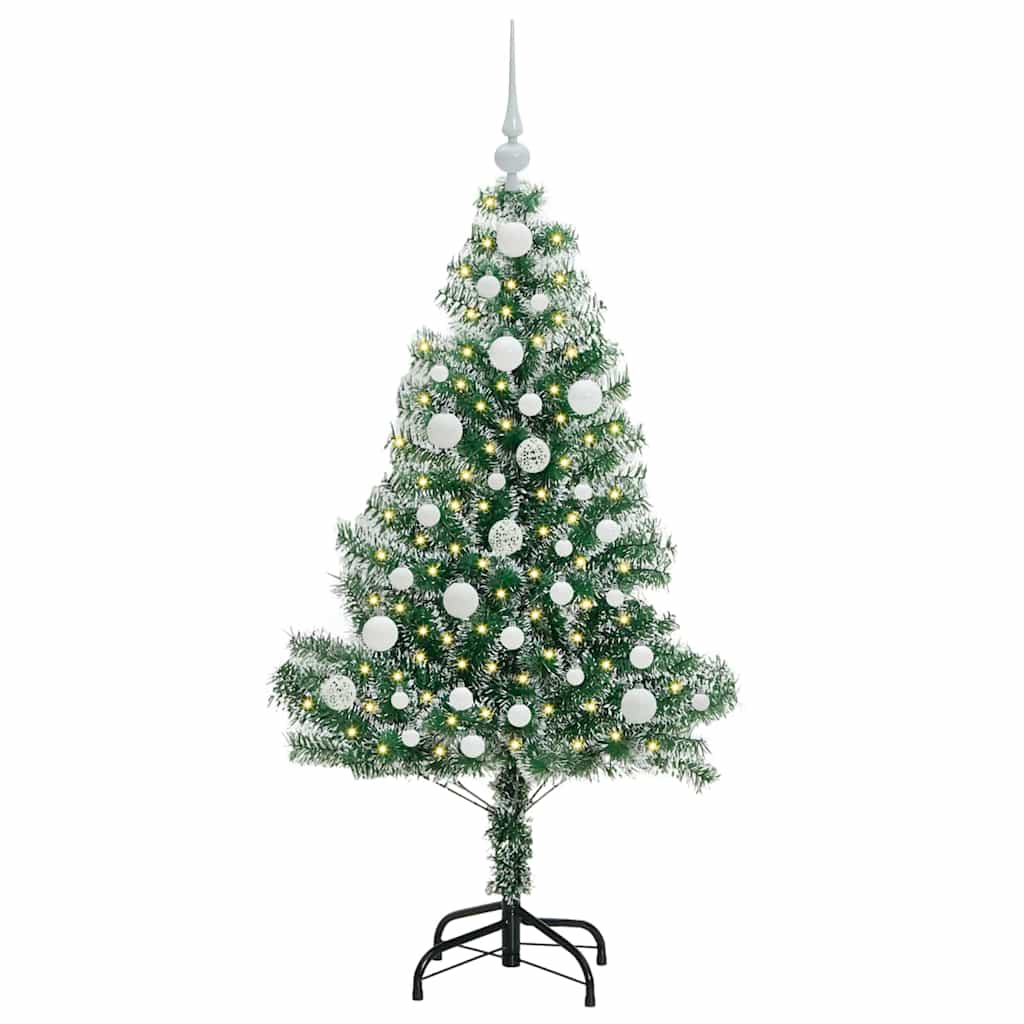 Kunstmatige Kerstboom Sneeuw Gevlochten met LED Licht 120 cm – afbeelding 3