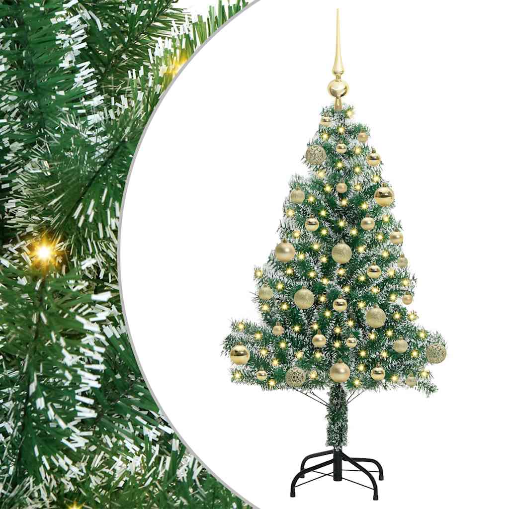 Kunstmatige Kerstboom Sneeuw Gevlochten met LED Licht 120 cm – afbeelding 2
