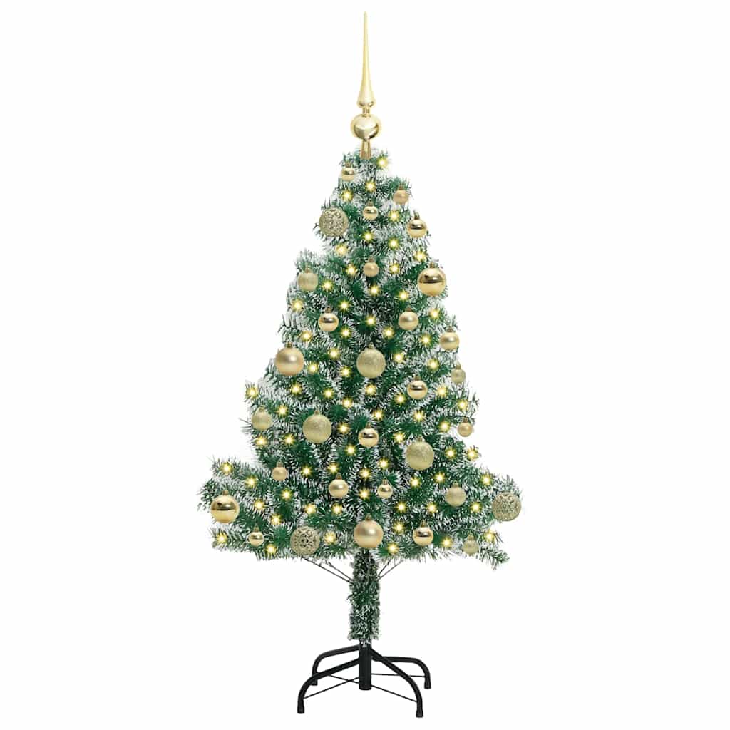 Kunstmatige Kerstboom Sneeuw Gevlochten met LED Licht 120 cm – afbeelding 3