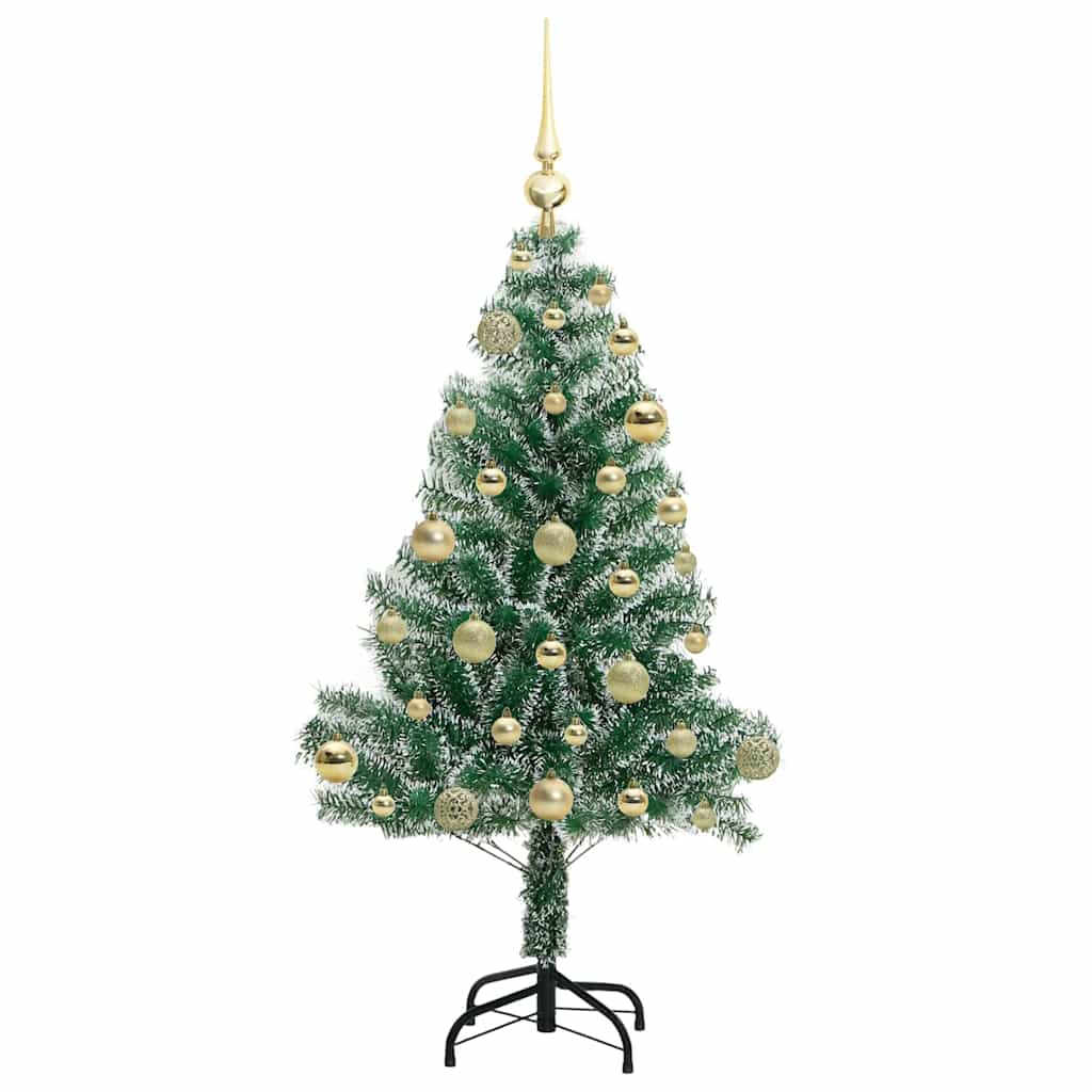 Kunstmatige Kerstboom Sneeuw Gevlochten met LED Licht 120 cm – afbeelding 4