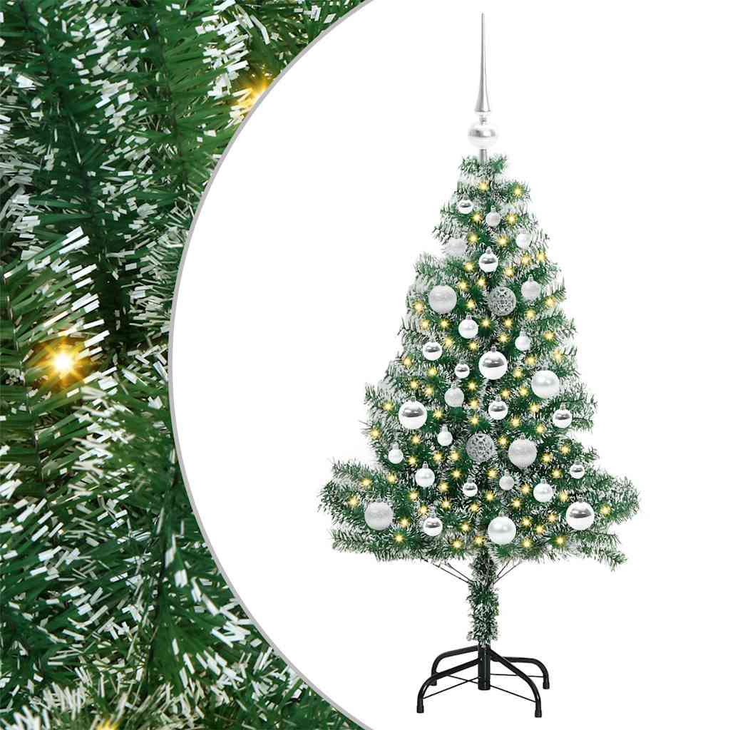 Kunstmatige Kerstboom Sneeuw Gevlochten met LED Licht 120 cm – afbeelding 2
