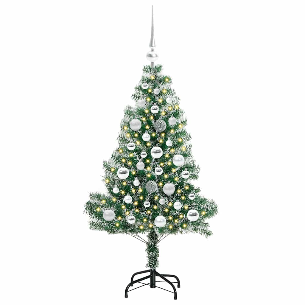 Kunstmatige Kerstboom Sneeuw Gevlochten met LED Licht 120 cm – afbeelding 3